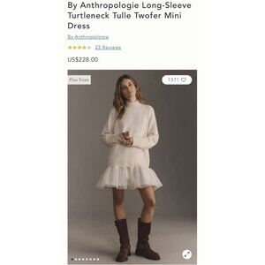 NWT Size MP -Anthro Long-Sleeve Turtleneck Tulle Twofer Mini Dress (NWT US$ 228)